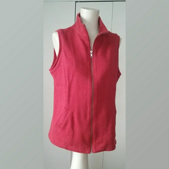 Coldwater Creek Red Knit Zip Up Vest - Picture 1 of 7